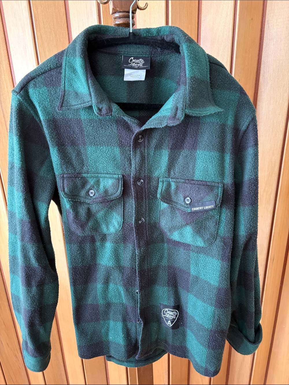 Country Liberty Green and Black Plaid Fleece